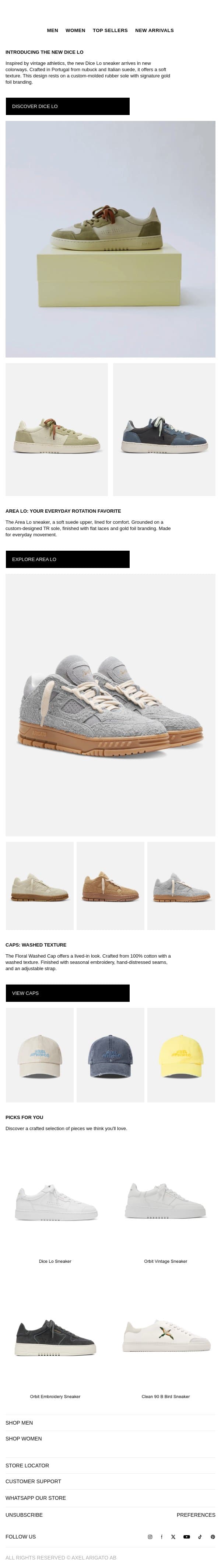 Fresh Drop: Sneakers & More! email from Axelarigato screenshot
