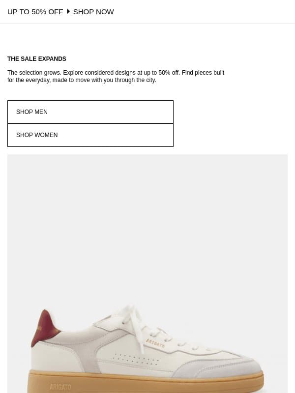 Further Reductions - Up To 50% Off email from Axelarigato