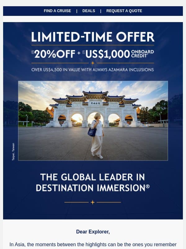 The Asia You Don't See on Postcards email from Azamara
