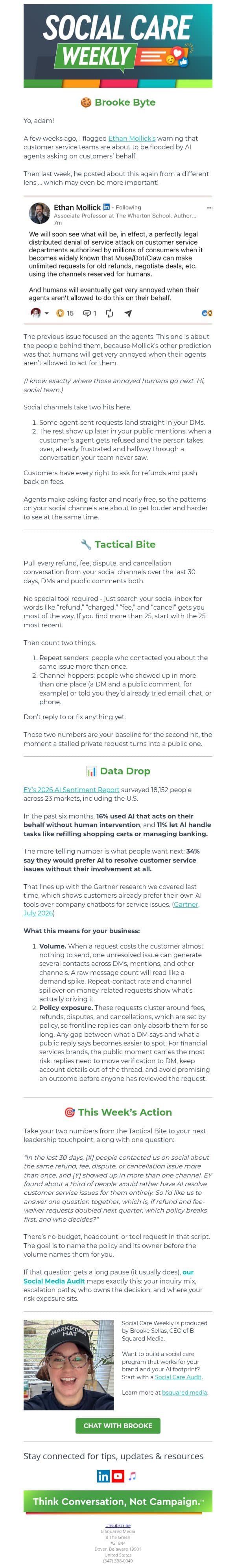 🤖 AI Agents + Your Angry Customers email from B Squared Media screenshot