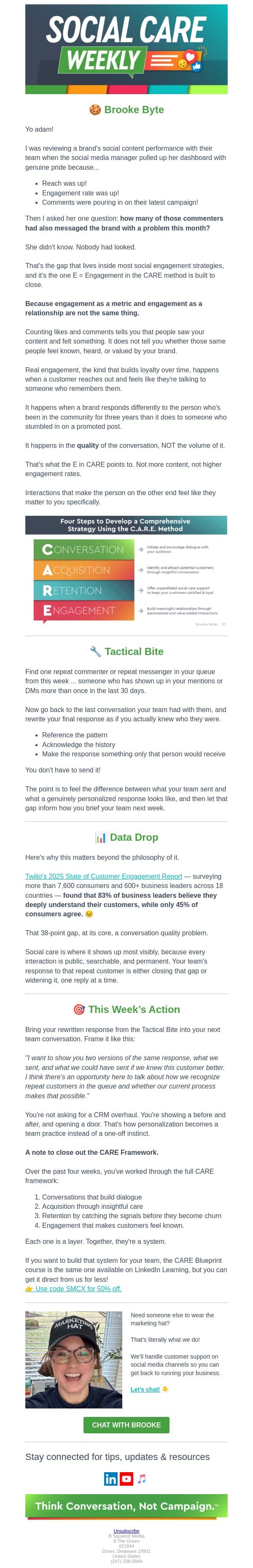 Your brand thinks it's engaging. Your customers disagree. email from B Squared Media screenshot