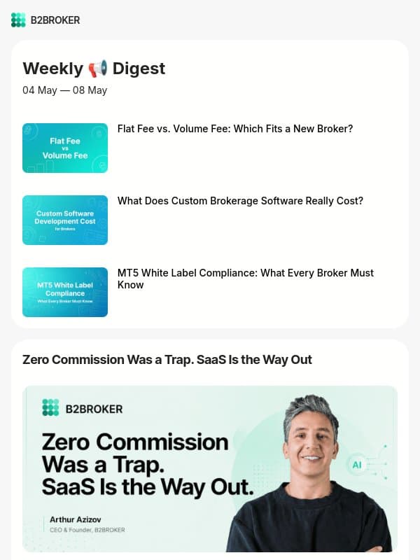B2BROKER Weekly Digest: AI in B2TRADER, CEO Insights, FM Singapore Panel, and More email from B2Broker