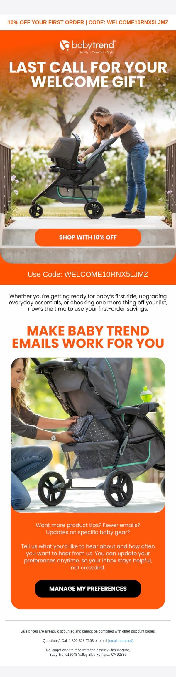 Final reminder: your welcome gift ends soon email from Baby Trend screenshot