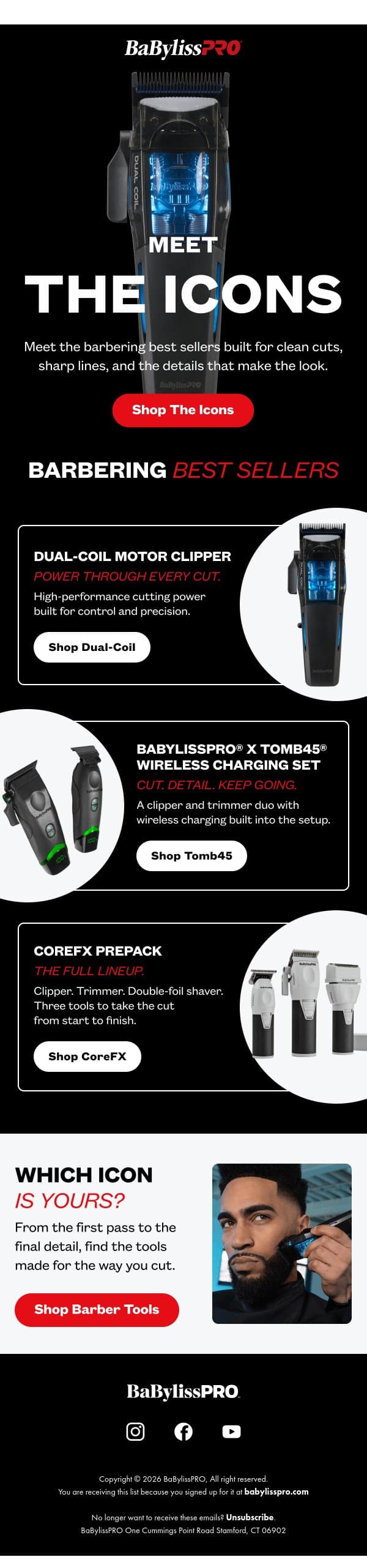 Meet the Barbering Icons email from BaBylissPRO screenshot