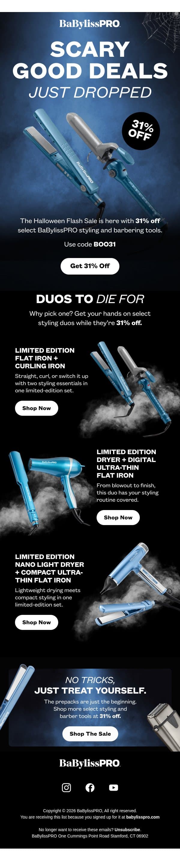 No Tricks. Just 31% Off. π email from BaBylissPRO screenshot