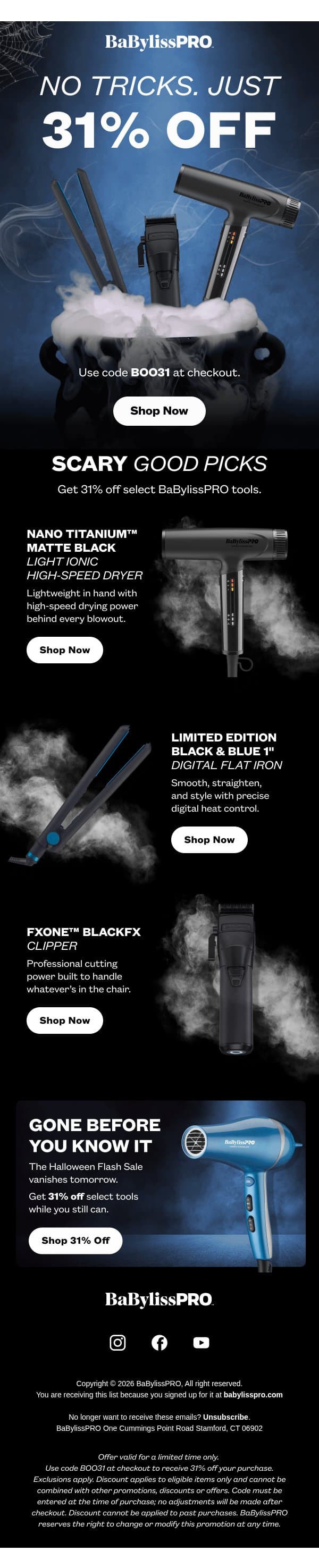 Scary Good: 31% Off Select Tools π» email from BaBylissPRO screenshot