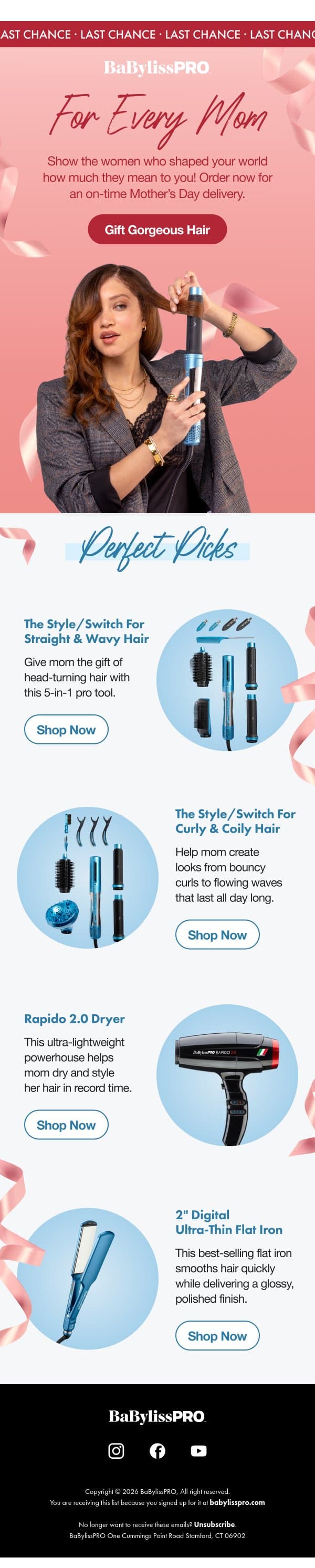 đ· LAST CHANCE: For Momâs Gift! email from BaBylissPRO screenshot