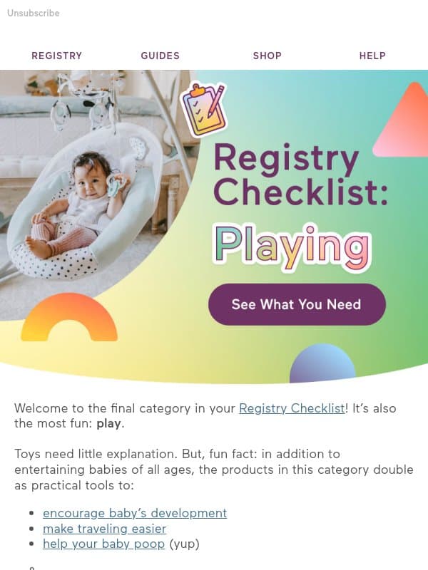 Your Registry Checklist: Playing email from Babylist