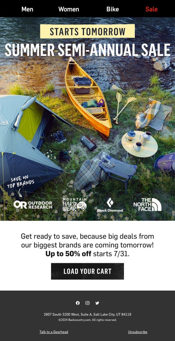 Maybe you saw this coming... 👀 email from Backcountry screenshot