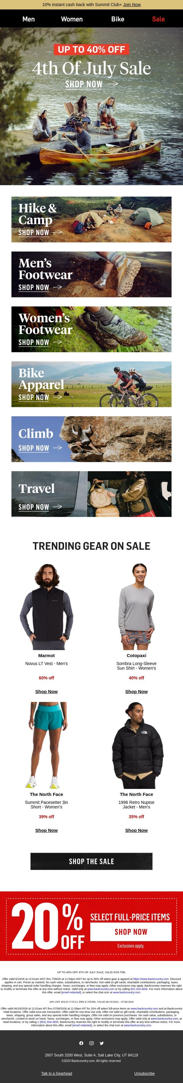 Up to 40% off | Dial in your kit 🚨 email from Backcountry screenshot