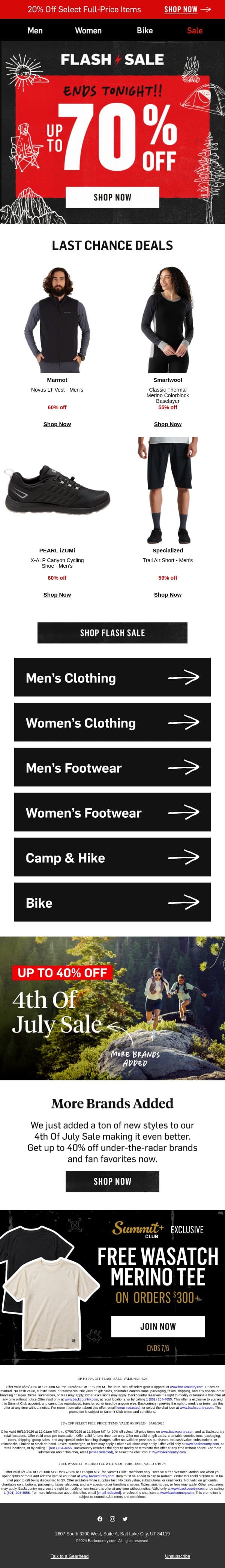 Flash sale ends TODAY ⚡ email from Backcountry screenshot
