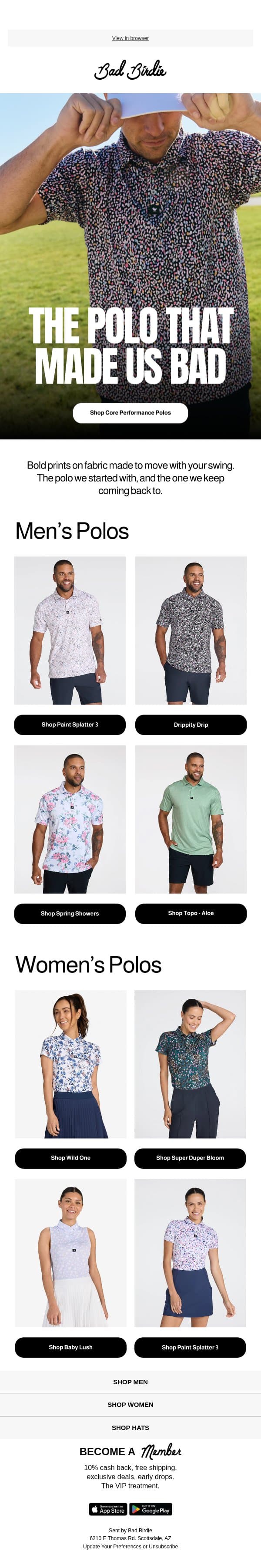 The Polos That Started It All email from Bad Birdie screenshot