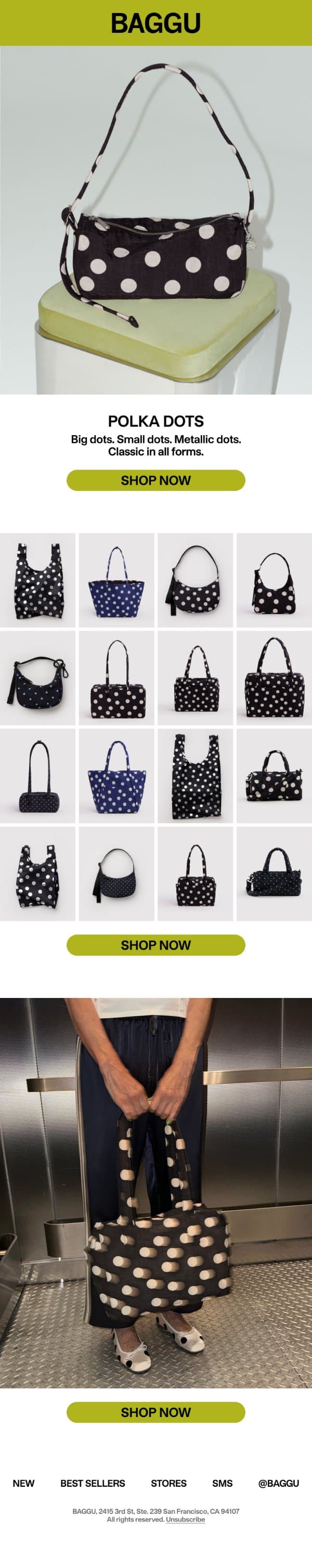 Reusable, Shoulder, and Crossbody Bags email from Baggu screenshot