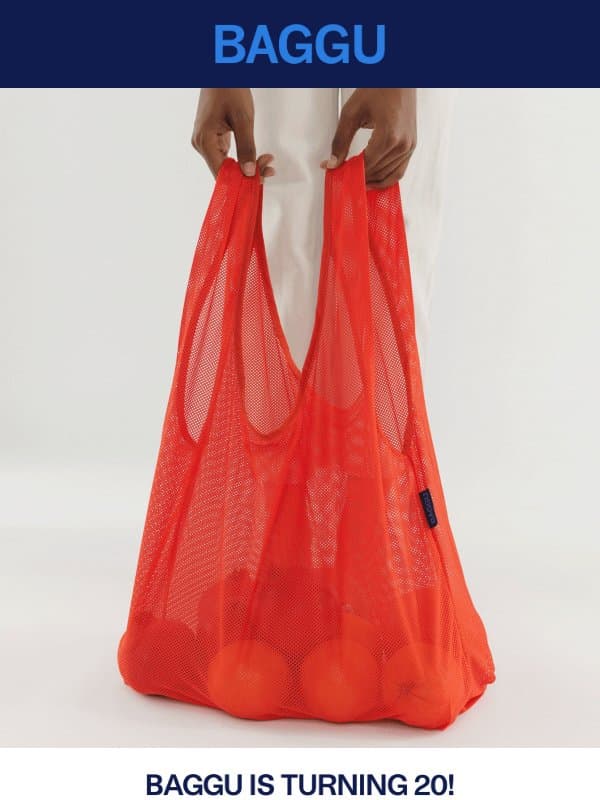 Pick Our 20th Anniversary Bags email from Baggu