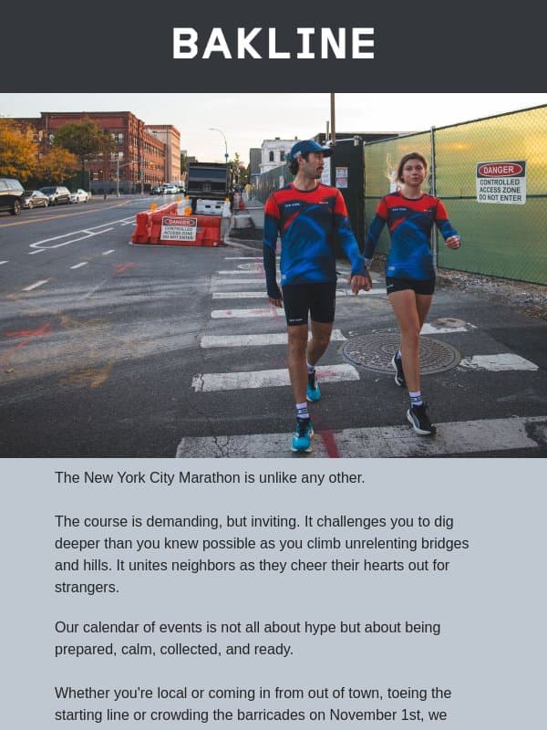 Our NY Marathon Event List email from Bakline