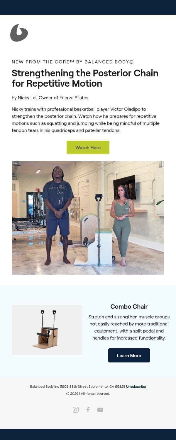 Train like a pro basketball player 🏀 email from Balanced Body Europe screenshot