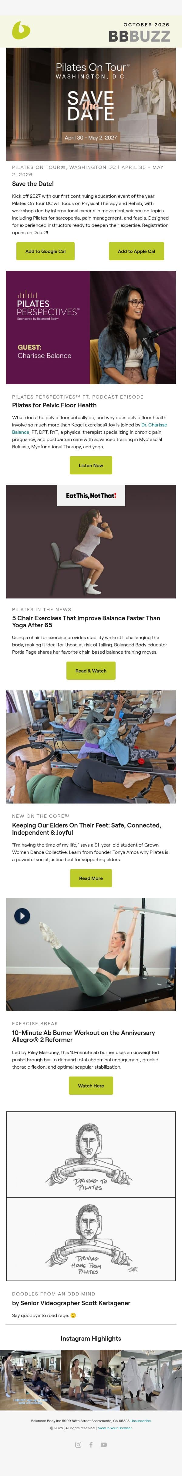 It’s the October issue of BB Buzz! email from Balanced Body Europe screenshot
