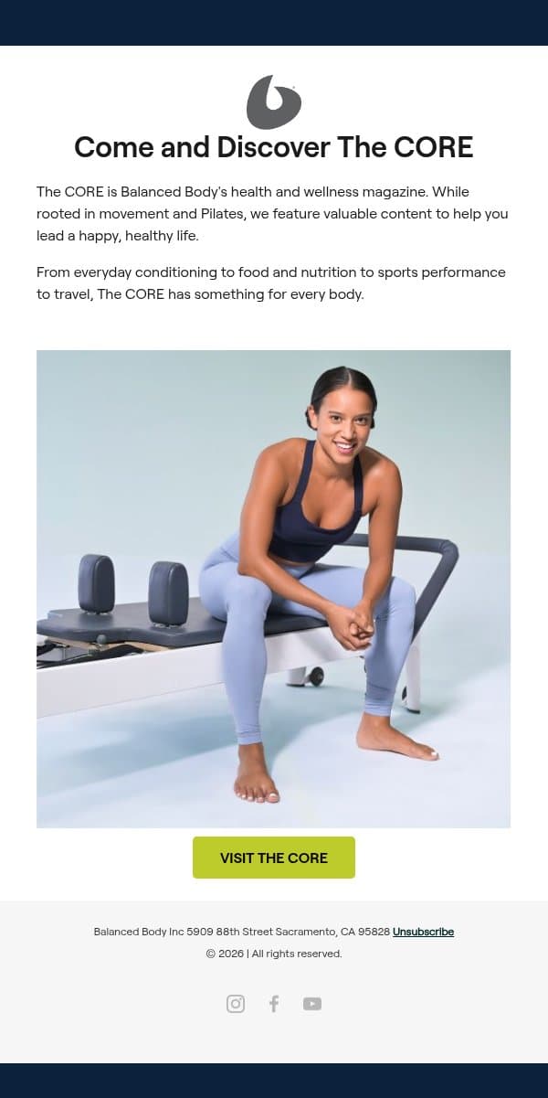 Exercises, product overviews, recipes and more email from Balanced Body Europe screenshot