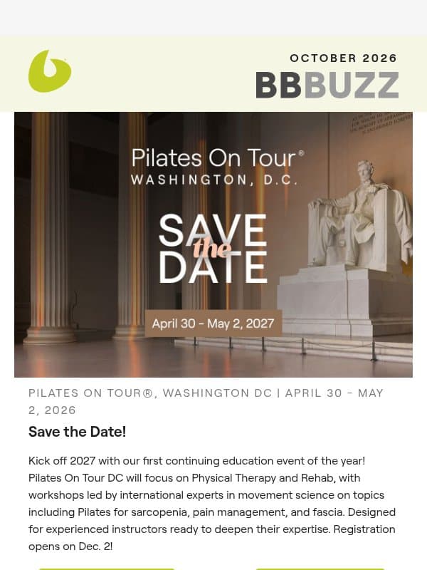 It’s the October issue of BB Buzz! email from Balanced Body Europe