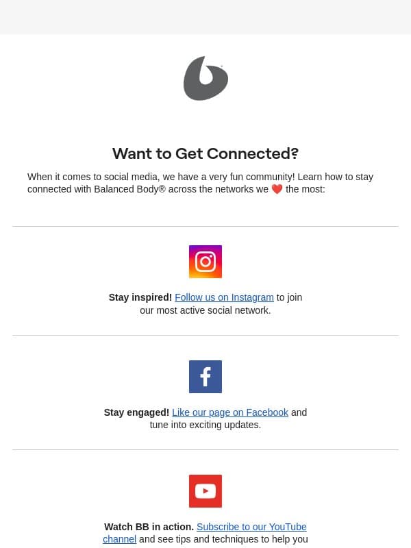 Join the conversation! email from Balanced Body Europe
