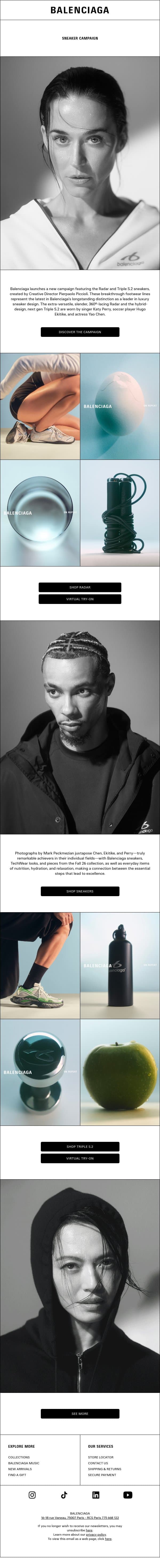 Balenciaga Sneaker Campaign email from Balenciaga screenshot