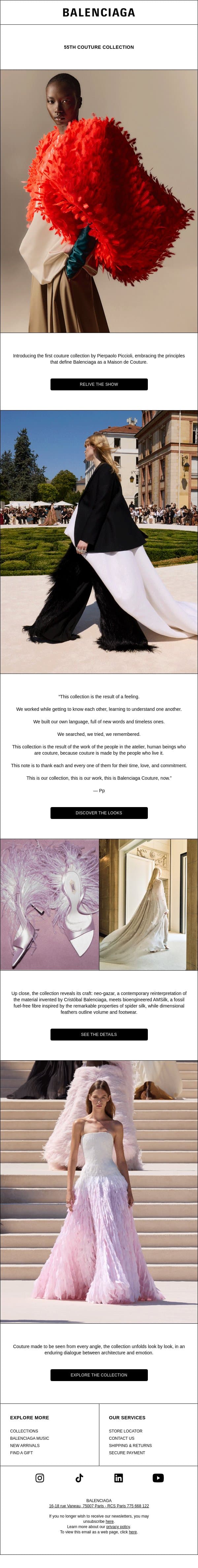 Relive the 55th Couture Show email from Balenciaga screenshot