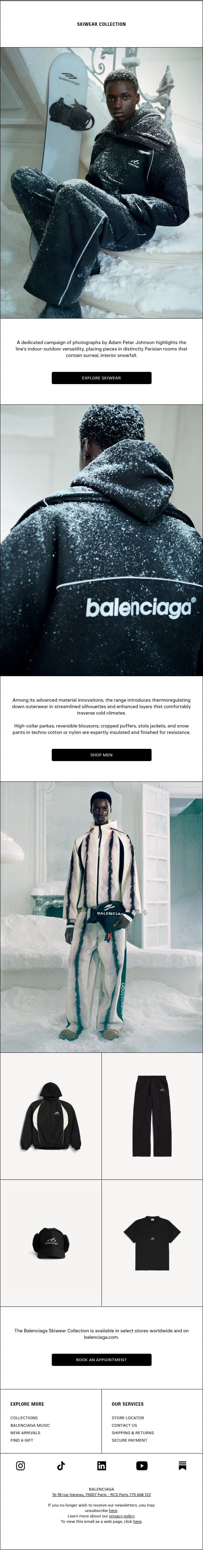 Skiwear Collection email from Balenciaga screenshot