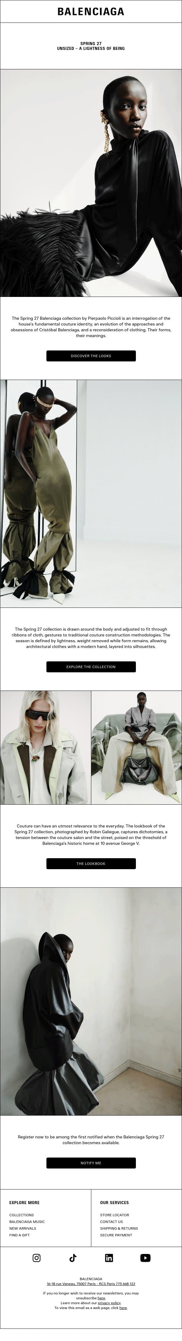 SPRING 27 email from Balenciaga screenshot