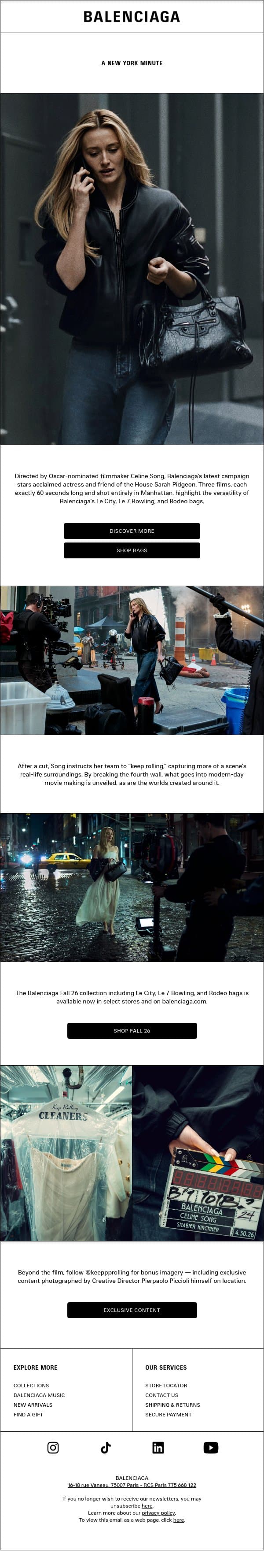 A New York Minute email from Balenciaga screenshot