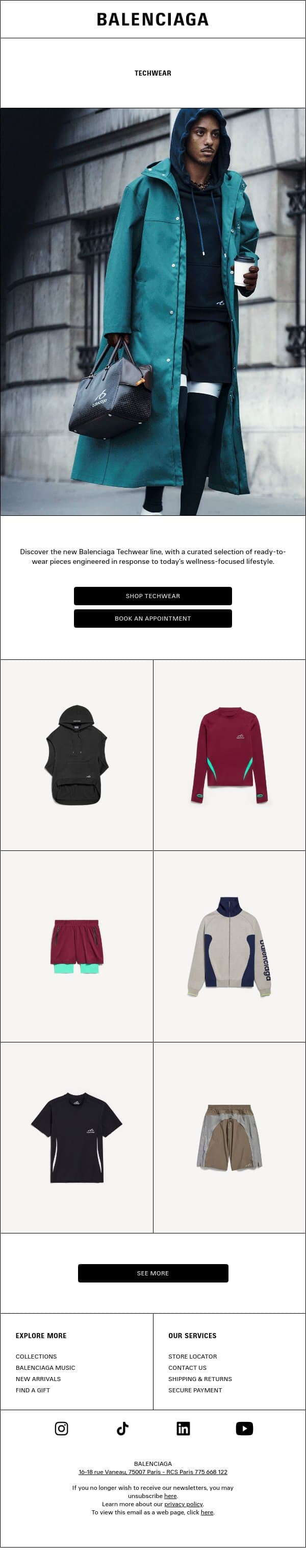 TECHWEAR email from Balenciaga screenshot