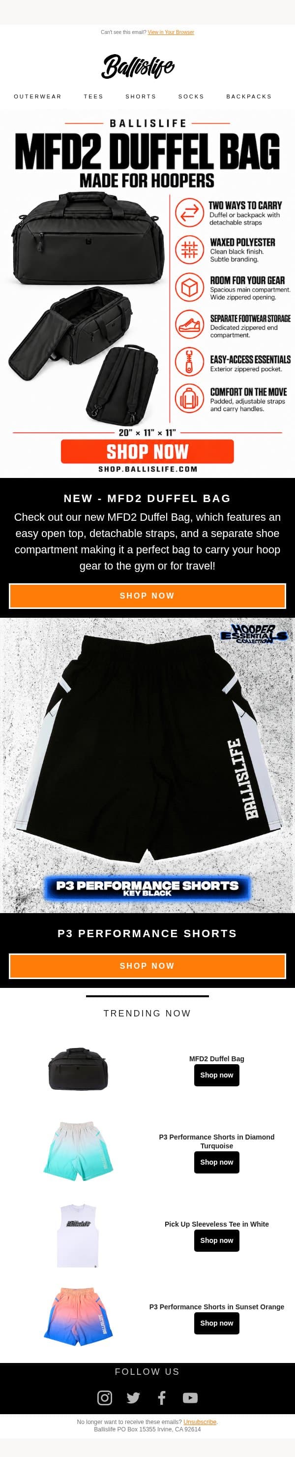 New 2-In-1 Duffel Bag Backpack For Basketball! email from Ballislife screenshot