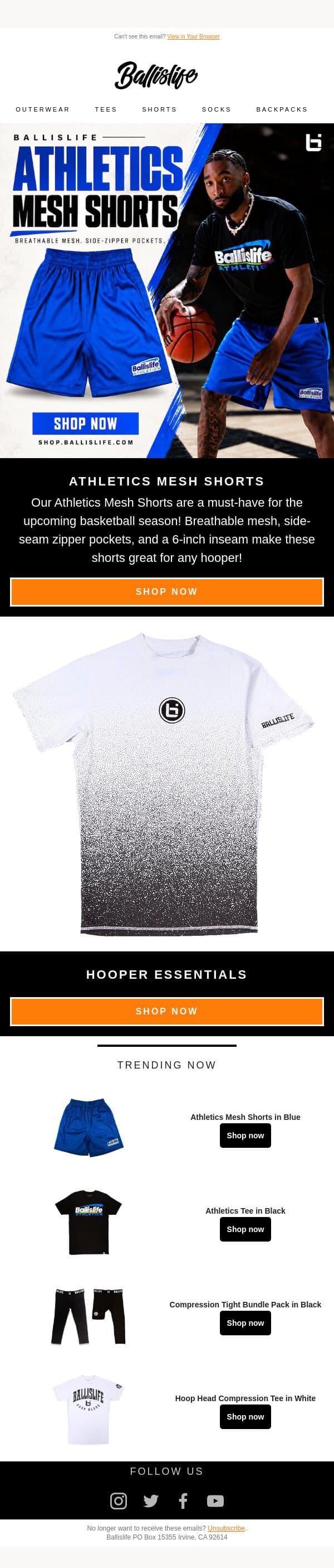 Hoop Shorts For The Upcoming Season! email from Ballislife screenshot