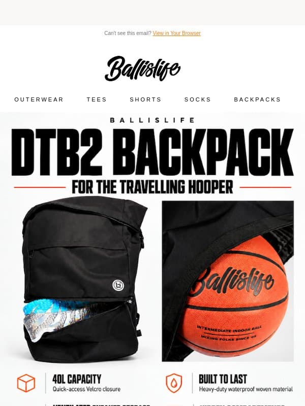 New Backpack For The Travelling Hooper 🏀 email from Ballislife