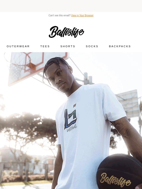 Best Selling Tee Back In All Sizes! email from Ballislife