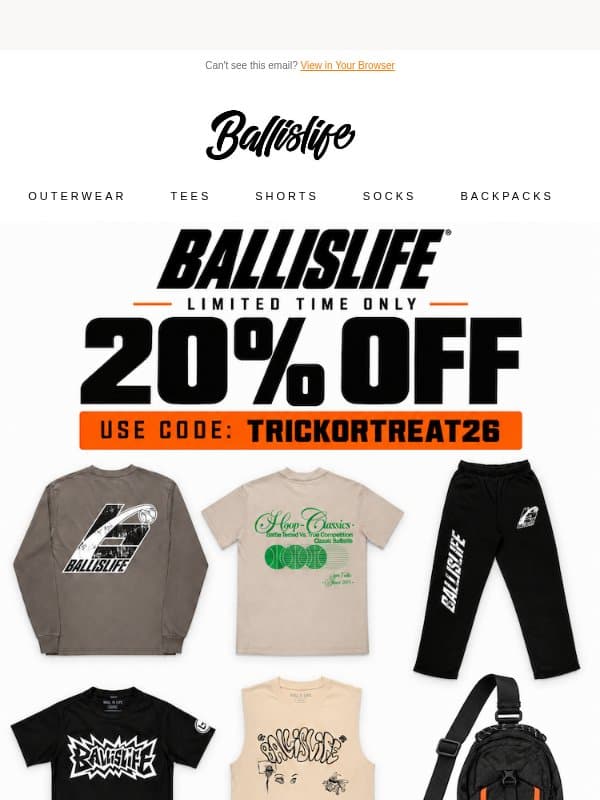 Exclusive Offer For You - 20% Off For 48 Hours! email from Ballislife