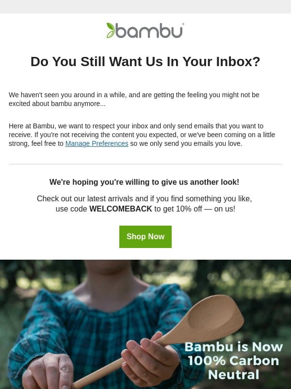 Last chance for 10% off! email from Bambu