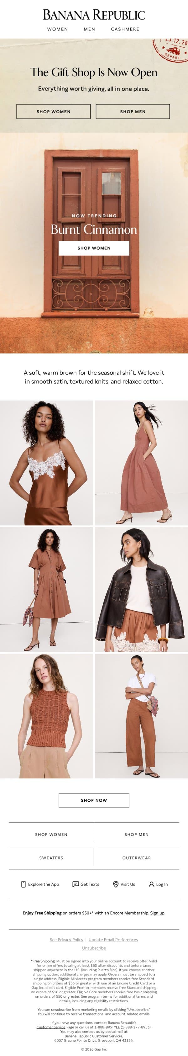 Our favorite color for the season ahead email from Banana Republic screenshot