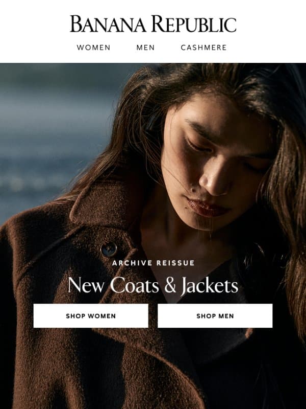 Our first Archive Reissue wool coat email from Banana Republic