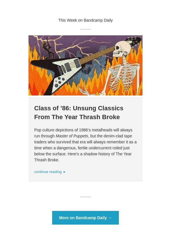 Unsung Classics From Thrash Metal's Biggest Year email from Bandcamp