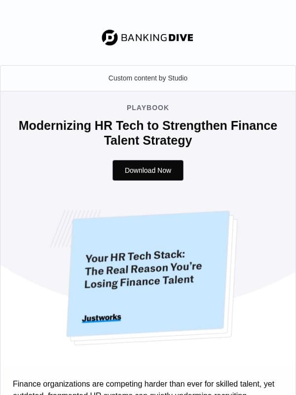 Is Your HR Tech Costing You Talent? email from Banking Dive