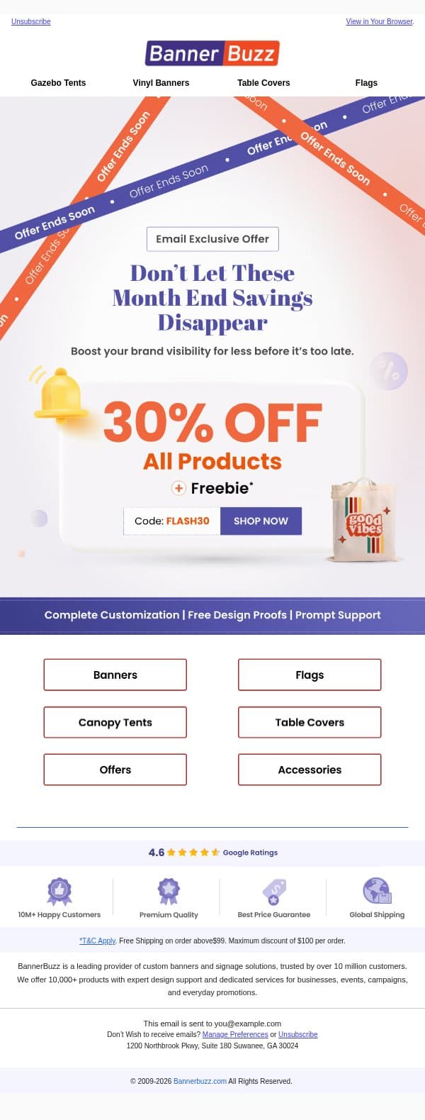 📢 48 Hours Left: 30% OFF + Surprise Gift Inside ⌛ email from Bannerbuzz screenshot