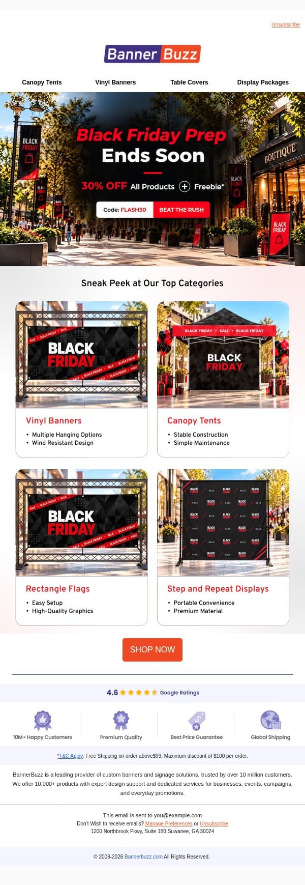 π’ 24 Hours Left: 30% OFF + Surprise Inside β email from Bannerbuzz screenshot
