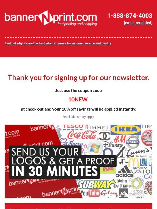 Thanks for joining us!! email from bannerNprint