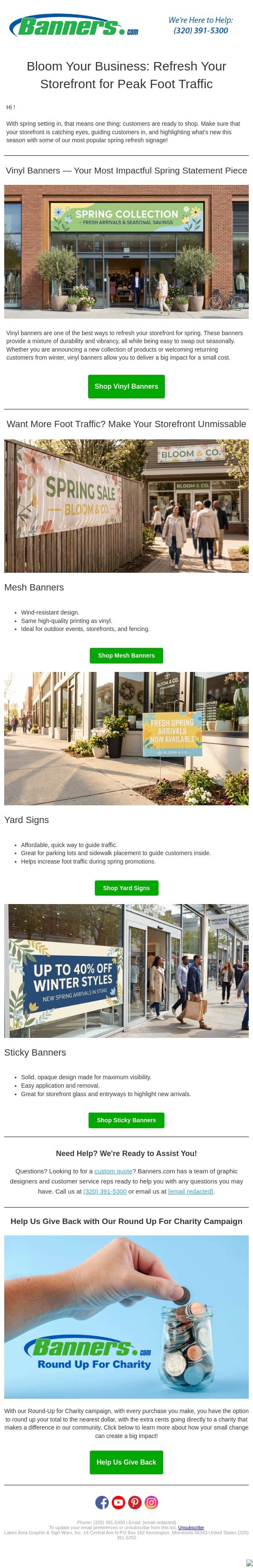 Spring Signs That Bring Customers Inside email from Banners.com screenshot