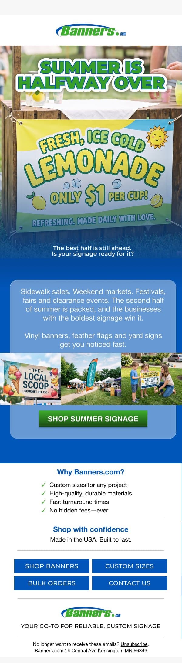 Summer is halfway over! 🥵 email from Banners.com screenshot