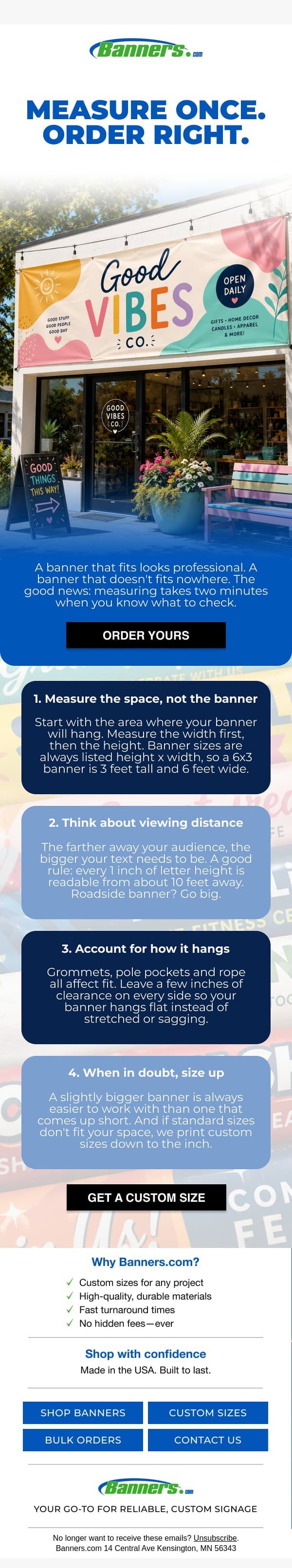 Ordering a banner? Read this first. đź‘€ email from Banners.com screenshot