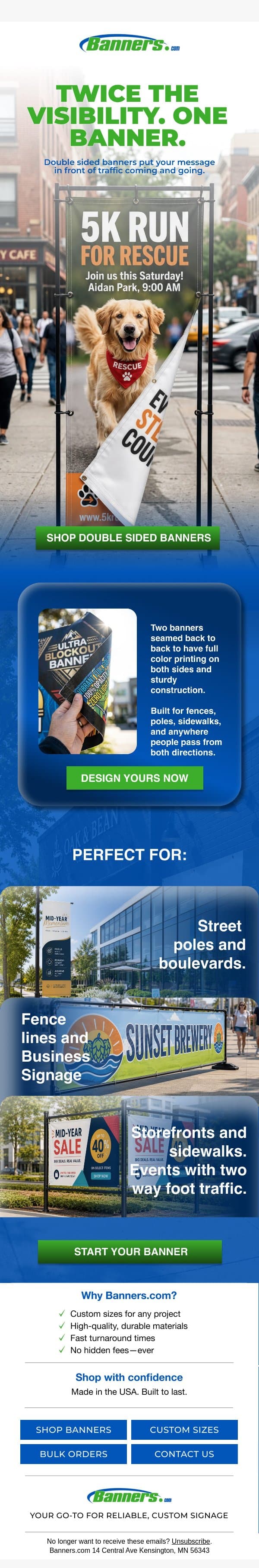 One banner. Two sides. Double the views! π email from Banners.com screenshot
