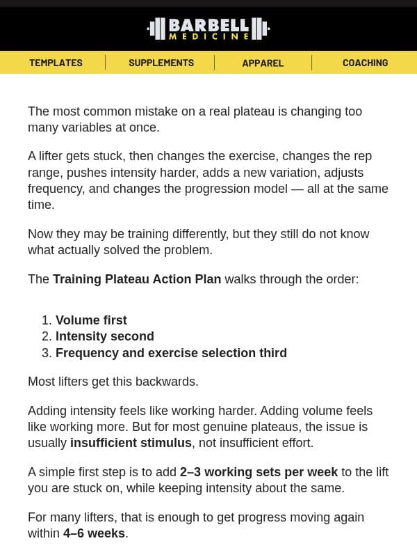 The order matters more than the variable email from Barbell Medicine