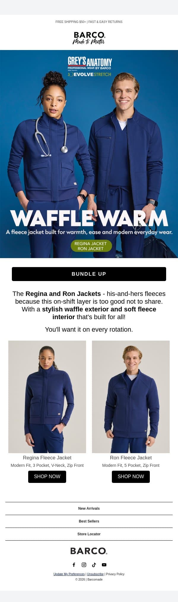 Warm Up in Waffle 🧇 email from Barco One screenshot