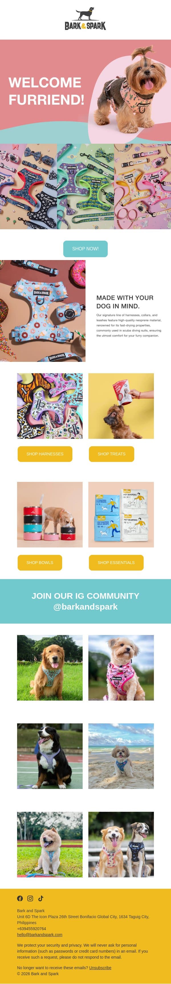 Welcome Furriend! email from Bark&Spark screenshot